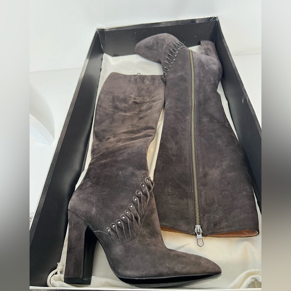 Sigerson Morrison Gray Suede Tall Zip Up Boots - Picture 9 of 13
